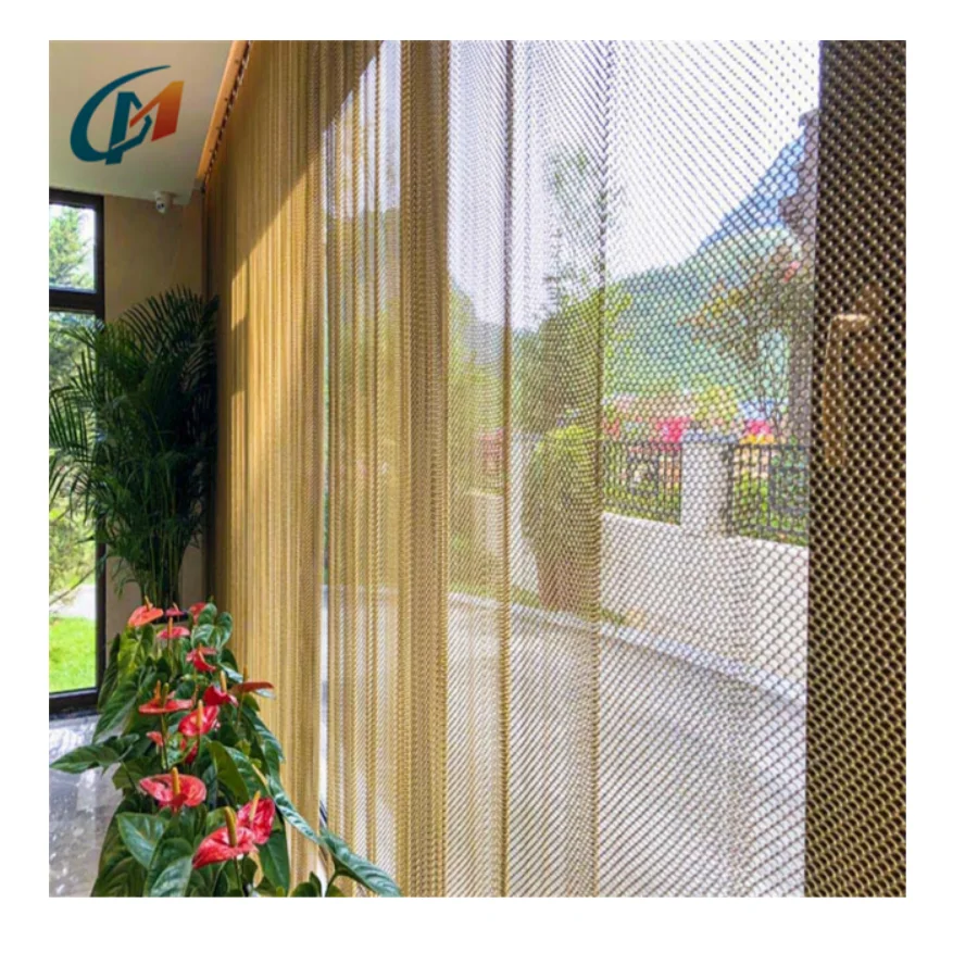 Customized Aluminum Alloy Metal Coil Drapery Chain Mail Curtain Mesh  for Living Room Divider