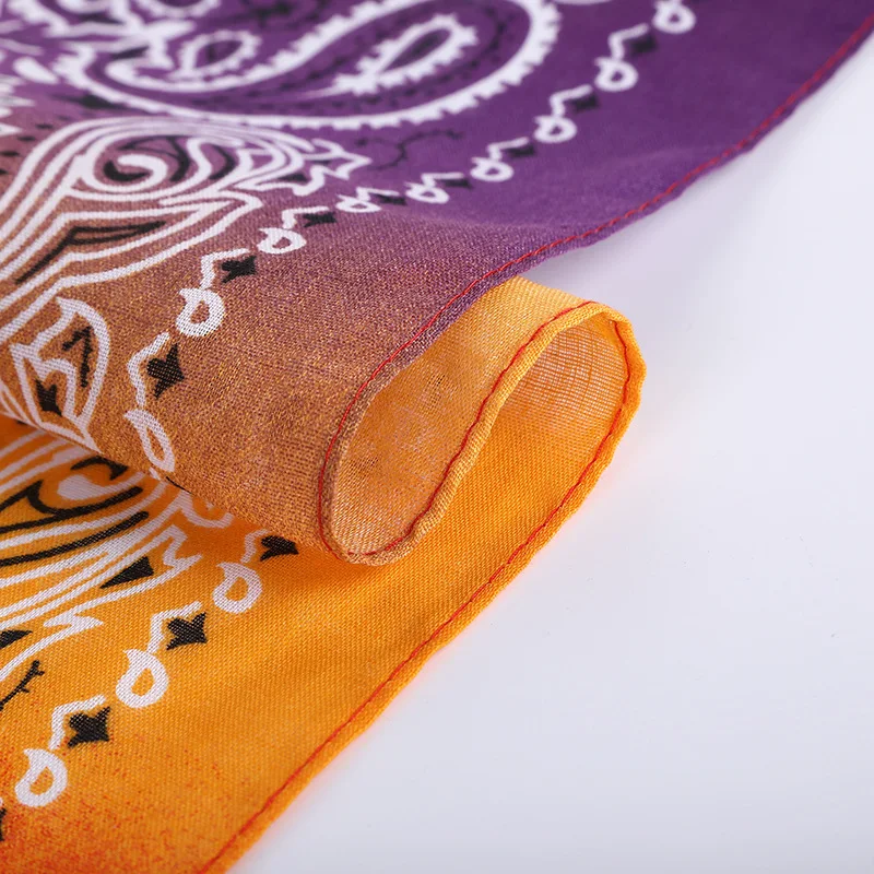 Wholesale Printed Customize Gradient Bandana Multifunction 100% Cotton Outdoor Sport Sunshade Square Bandanas Paisley Turban
