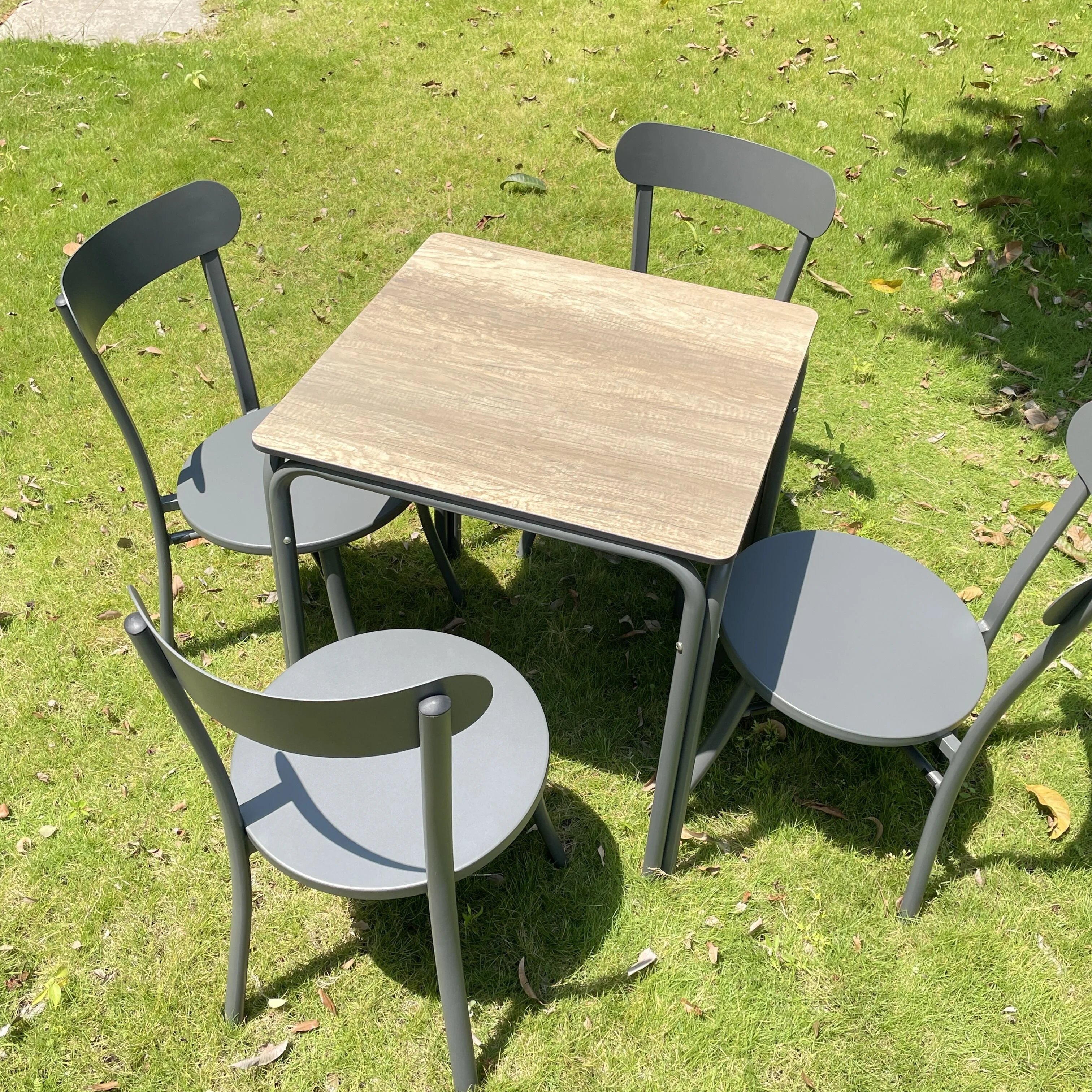 Outdoor Furniture Manufacturer Aluminium Square Table Patio Garden Restaurant Hotel Bistro Waterproof Dining Table With HPL Top