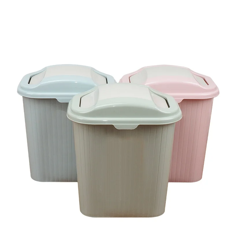 Office Kitchen Round Small Garbage Bin Cute Carton Open Trash Can