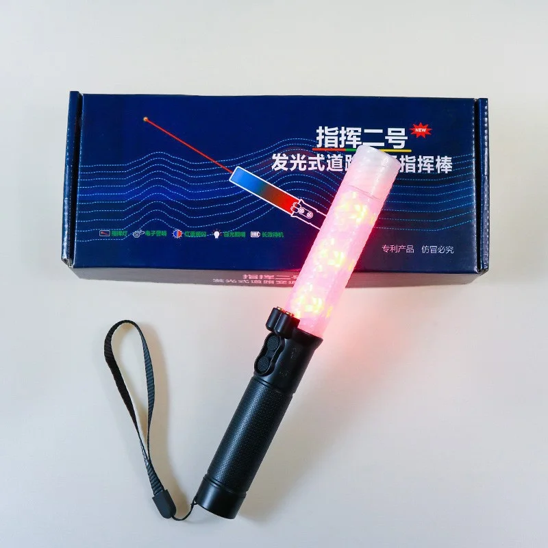 Custom high quality traffic baton stick rod with speaker electronic whistle rechargeable traffic wand