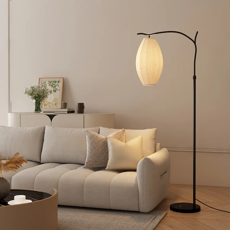 Wabi-sabi в ретро стиле гостиная Новая китайская Zen Напольная Лампа чайная комната кабинет атмосфера лампа тканевый фонарь рыболовный наземный светильник