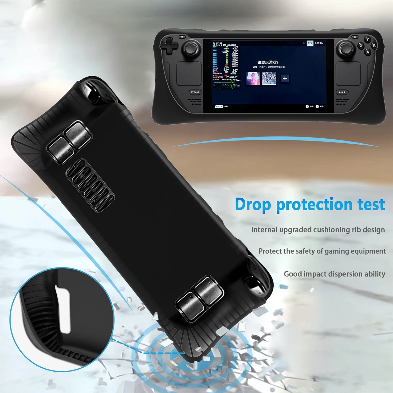 Thicken Steam Deck Non-Slip Silicone Cover Full Body Protector Anti-Scratch Shell Protective Case for Steam Deck