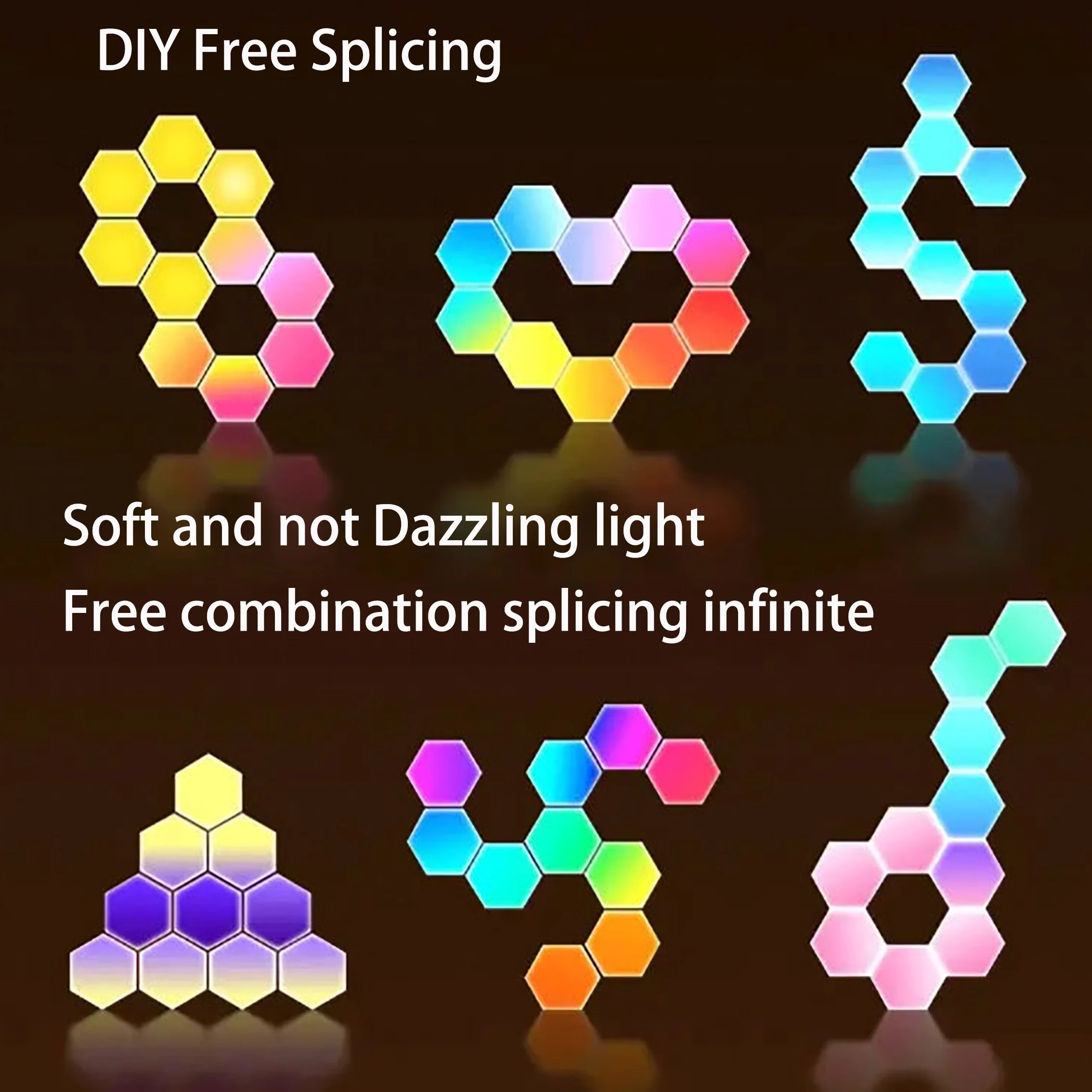 reasonable sale hexagon wifi night light rgbic magic color 15pcs patchable smart led wall light