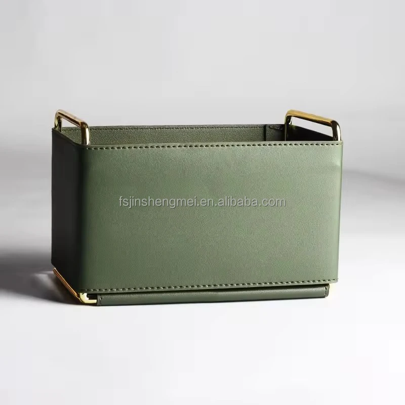 Modern Fashion Simple Style Multi-Function Iron Leather Storage Box Household Hotel Office Accessories Storage Basket