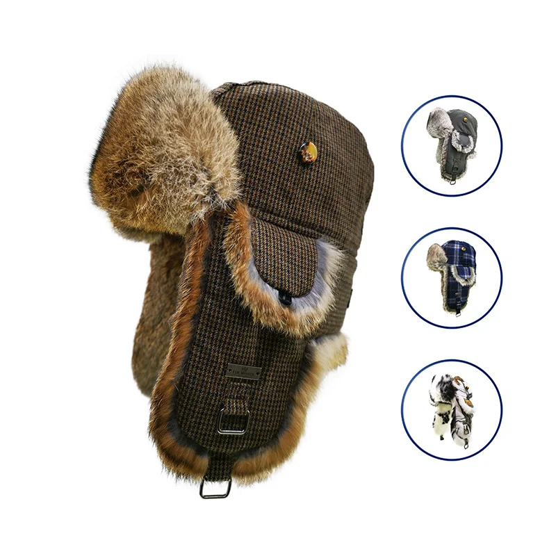 Прямая поставка с завода, индивидуальная защита ушей, авиаторская шляпа из натурального кроличьего меха