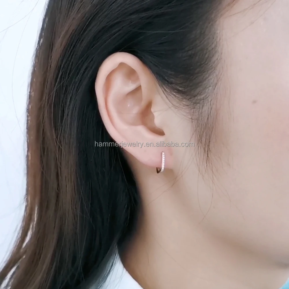 Hot Selling 14K Real Gold Huggie Hoop Earrings OD 9.4MM with Lab Grown Diamond Earring Jewelry