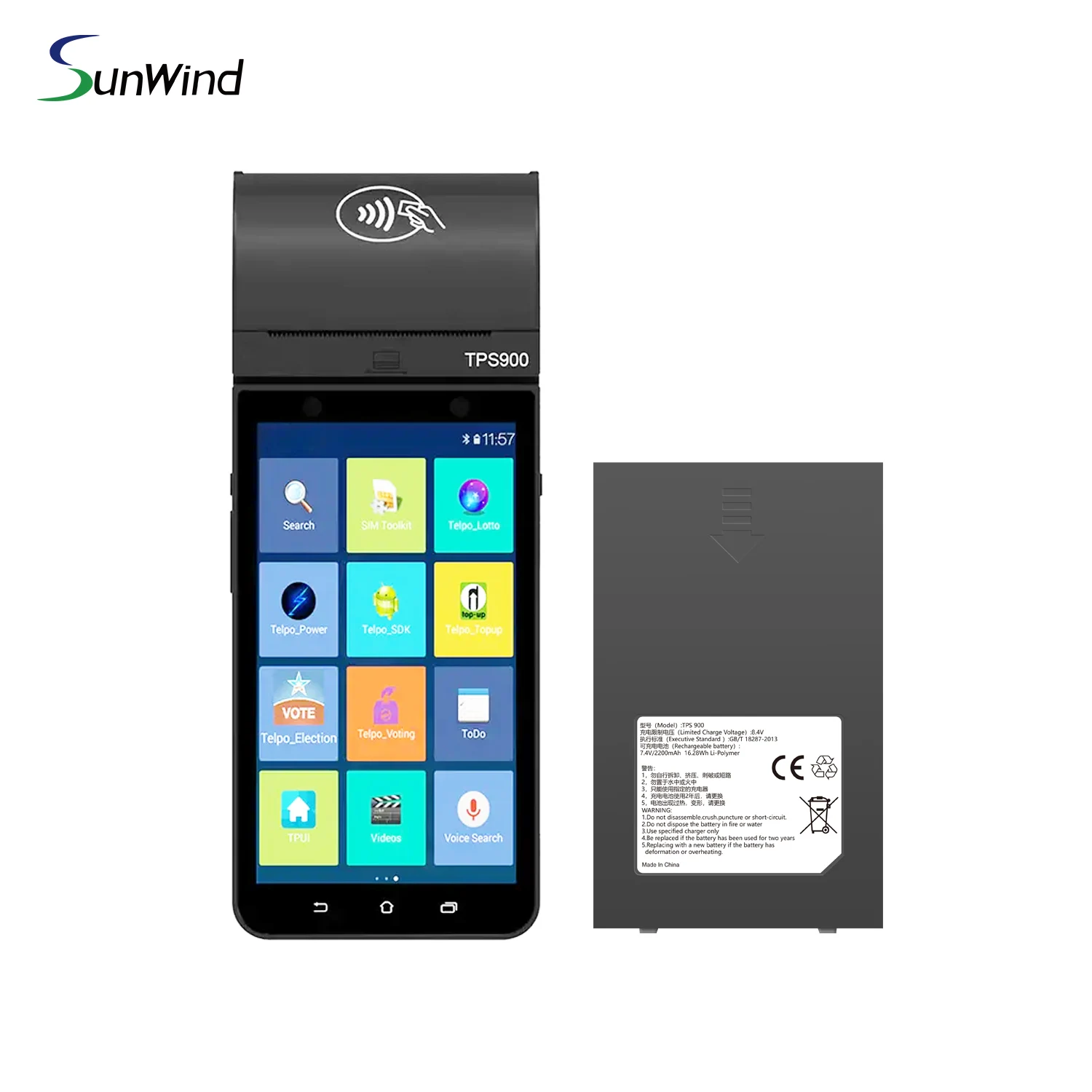 Replacement POS Battery for TPS900 325987P 7.4V 2200mah