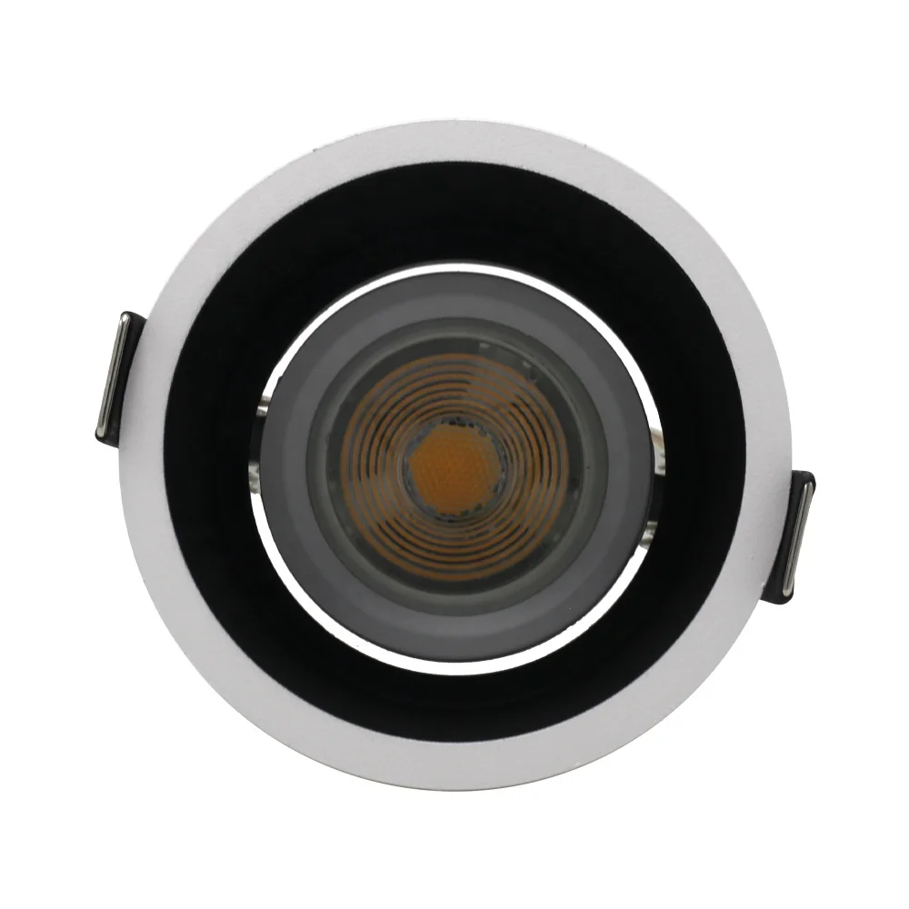 Office Ceiling Cob Downlight Round Die Casting Aluminum Anti Glare Down Light Frame  Gu10 Recessed Spotlight