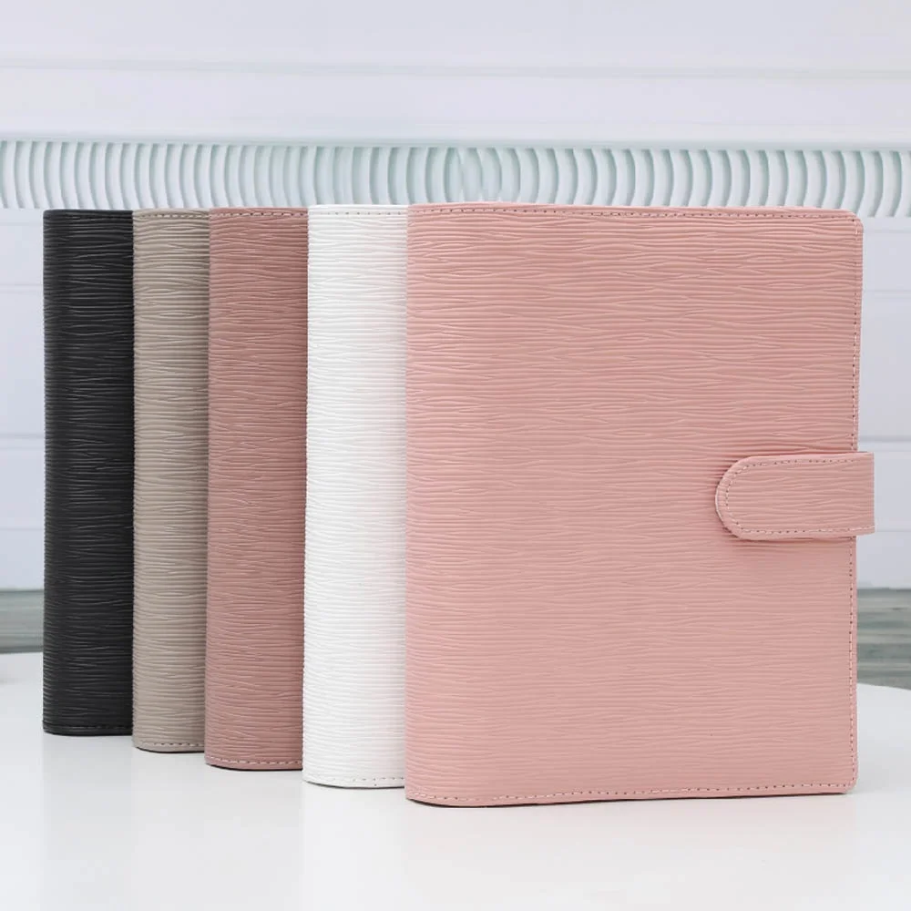 Etsy Best Leather Hardcover A5 Ring Budget Binder with Pockets for Receipts & Snap Closure as Photo Album & Daily Planner Covers
