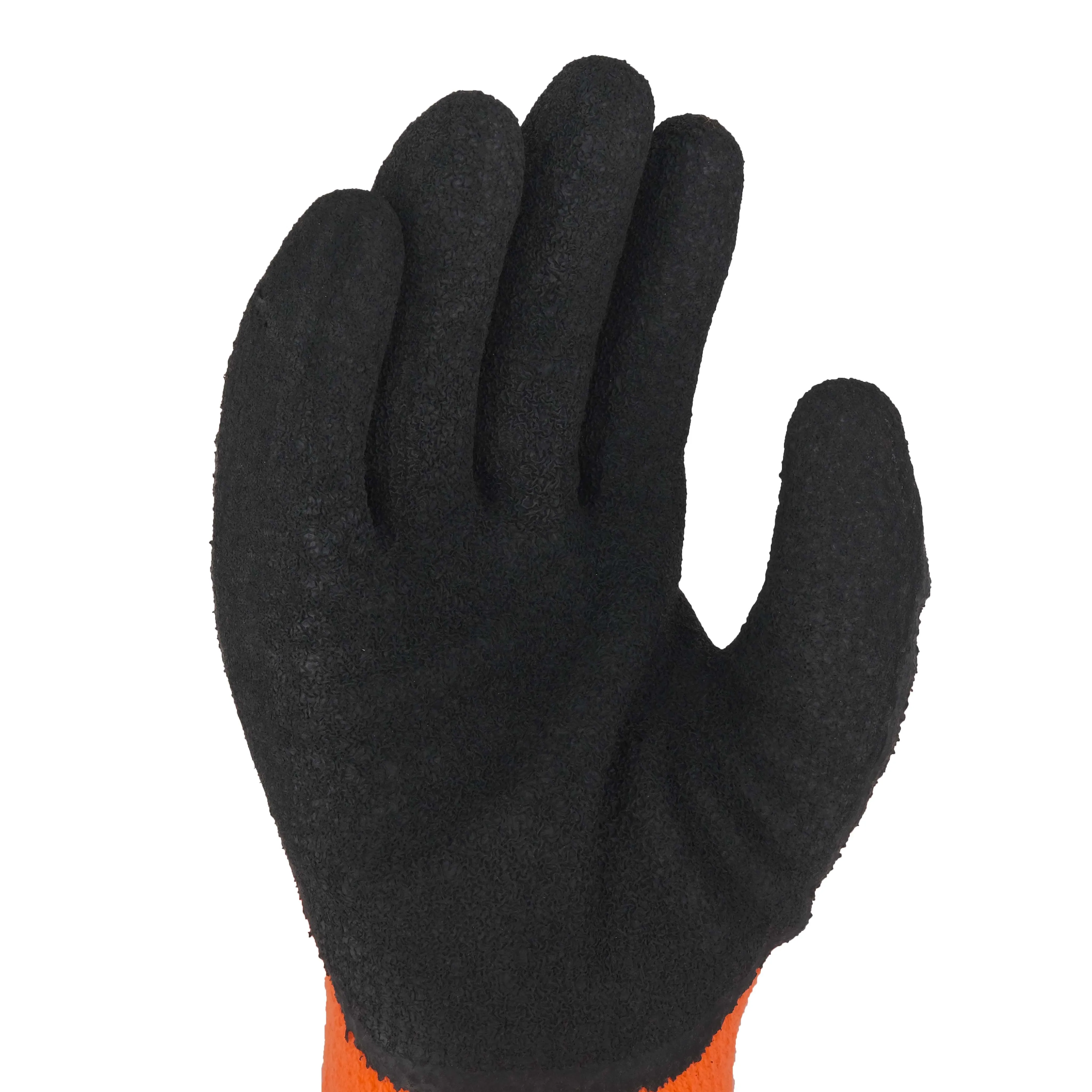 SKYEE 10g black crinkle latex polyester anti cold water proof nylon knitted plus velvet construction gloves for winter wear