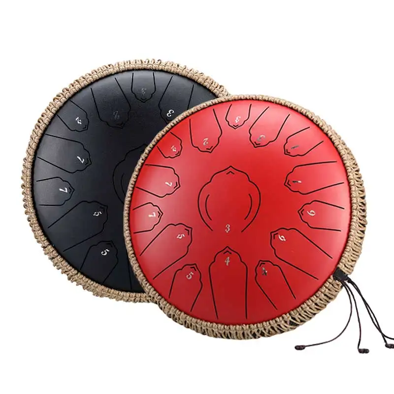 Steel Tongue Drum 13 Inch 15 Notes Hand Pan Drum Set including Music Book Drum Mallets Carry Bag Musical Instruments Accessory