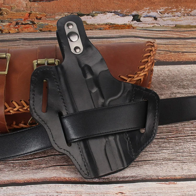 OBSHORSE Wholesale Tactical Quick Black Waist Belt 1911 Gun Holster Right Hand Concealed Leather Slip Carry Gun Holster