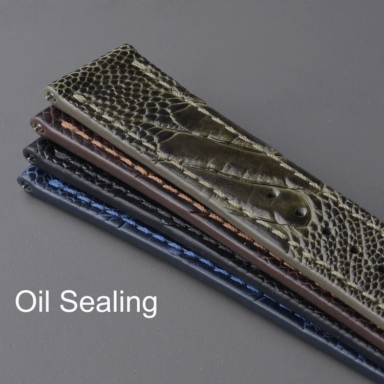 LAIHE Montre Bracelet en Cuir Luxury Wrist Band Watch Band Fashion Men Custom Genuine Ostrich Leather Watch Strap