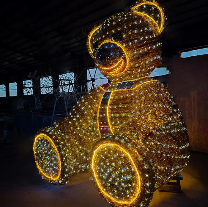 customized good quality colorful Christmas decorative  LED 3d Teddy Bear Motif ball Lighting with bear