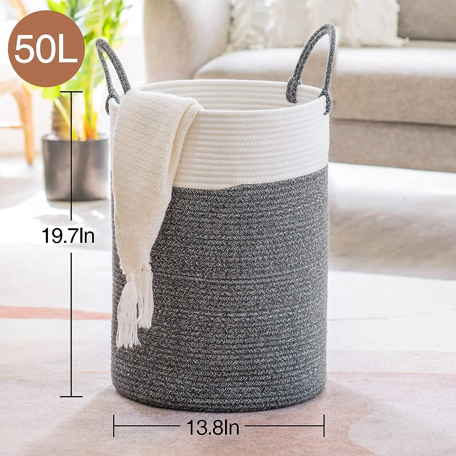 Xinyide Round Large Soft Blanket basket Toy Woven Basket Home Decoration Cctton Rope Basket