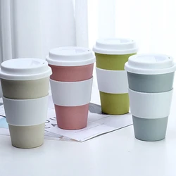 Bamboo Fiber Eco-friendly Reusable Mugs Free Travel  Coffee Cup for Office and Home
