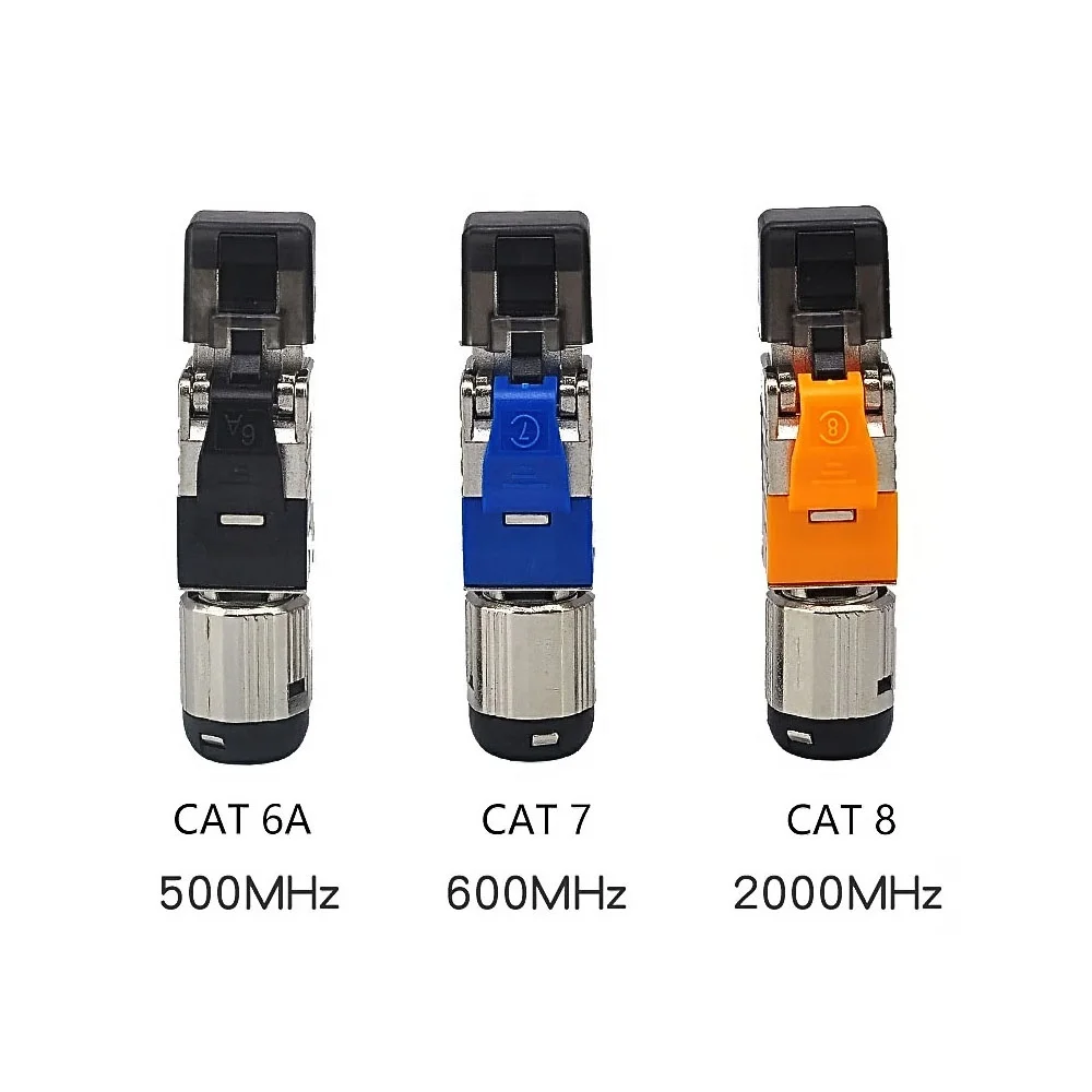 fit 5G network 40Gbps Cat 6A Cat 7 Cat 8 RJ45 Connectors Tool Free Easy Jack Shielding Metal Die-Cast Field Termination Plug