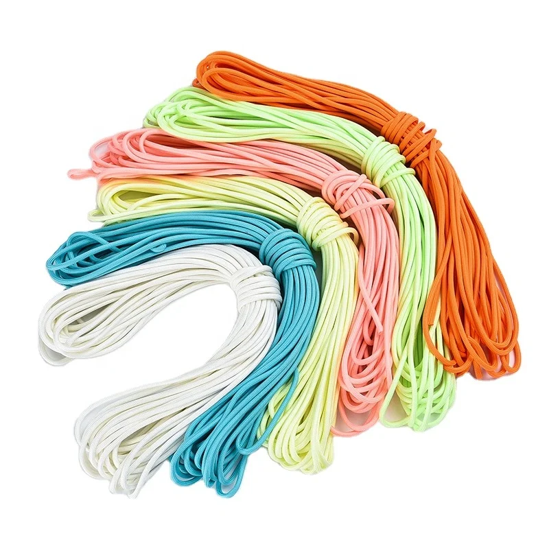 High quality reflective paracord phosphprous polyester 4mm paracord luminoso glow in the dark paracord