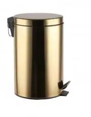Golden big trash bin round design rectangular trash can for bathroom stainless steel pedal bin with big pedal