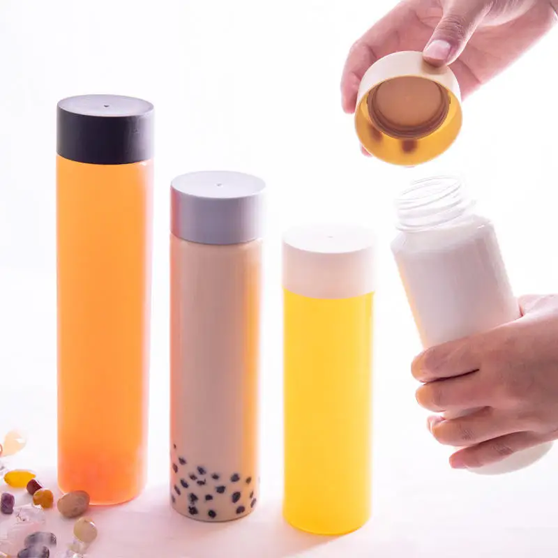 300ml 500ml Customized Disposable Bottle Pet Milk Tea Beverage Drink Packaging Bottles Juice Plastic Water Bottle With Screw Cap