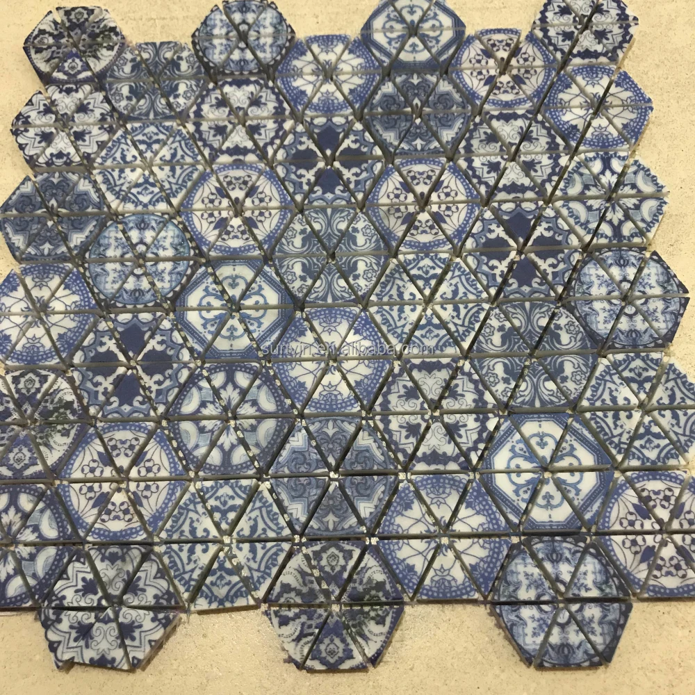 UV Ink Jet Printing Waterjet Hexagon Mosaic Tile Floor Natural Stone Marble Wall Art Mosaic Tiles Bathroom Wall Design