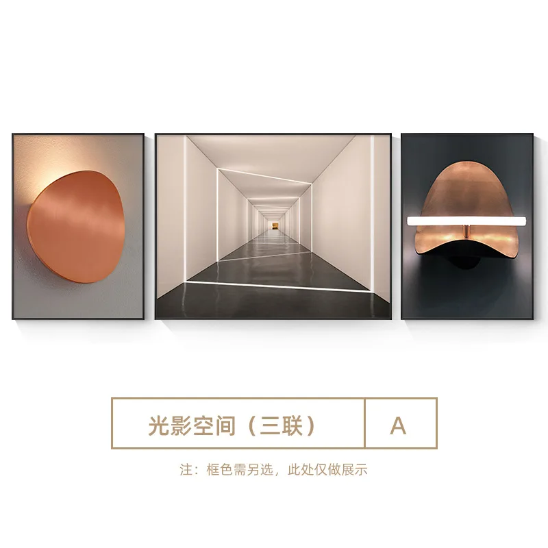 Light luxury fashion 3 pairs of painting crystal porcelain living room home front office decoration paintings and wall art