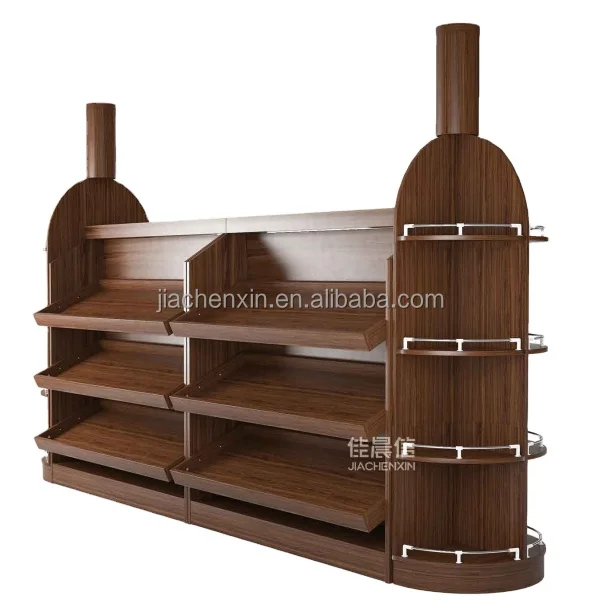 Wooden Winery Cabinet high-end Supermarket Liquor red Wine Display Wholesale Shelf customized premium multifunctional shelves