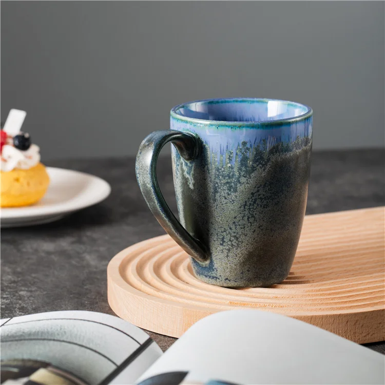 New Creative Color Glazed Restaurant Cafe Drinkware Office Water Ceramic Cup Porcelain Mug with Handle