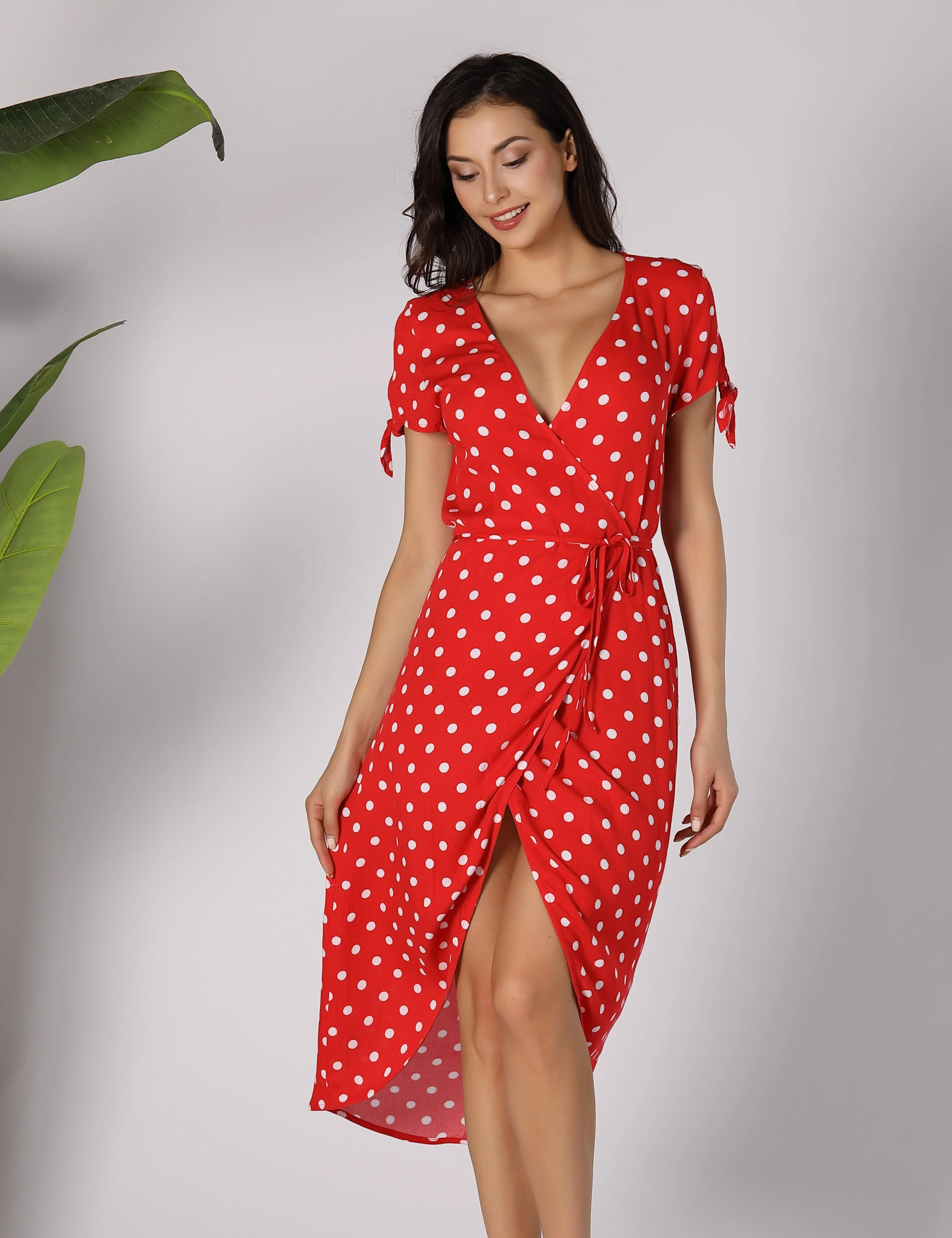 
2020 new pattern Casual Summer long elegant Dress Women Sexy Floral Sexy Beach Slip long wave points Dresses 