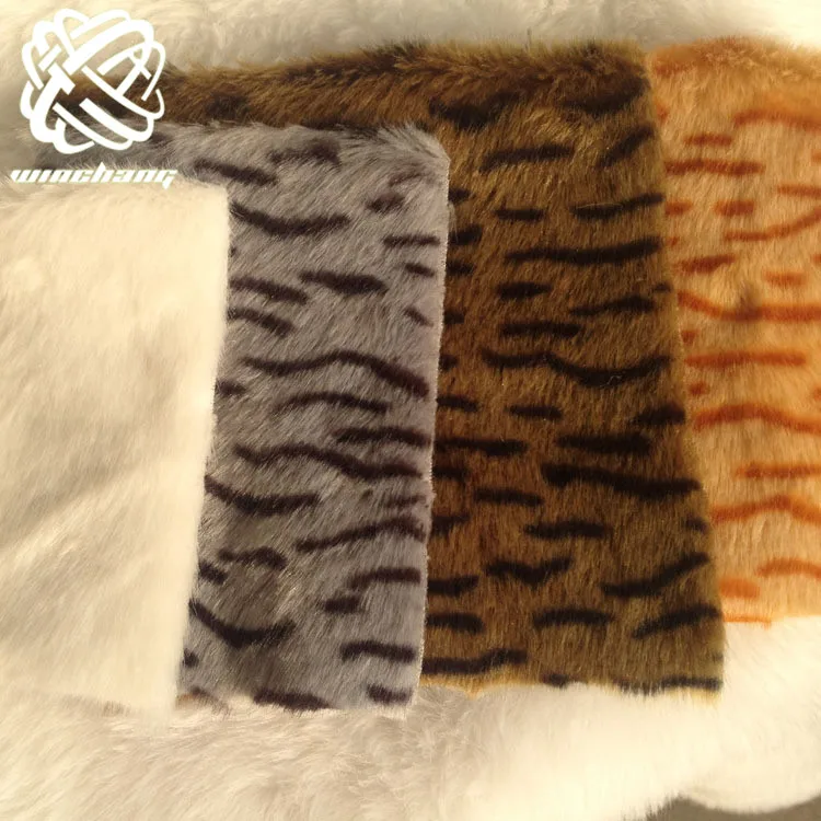 Factory Wholesale Printed Tiger Cat Poly Boa Faux Fur Fabric 4mm Shearling Artificial Wool Fake Fur 100% Polyester Boa Faux Fur