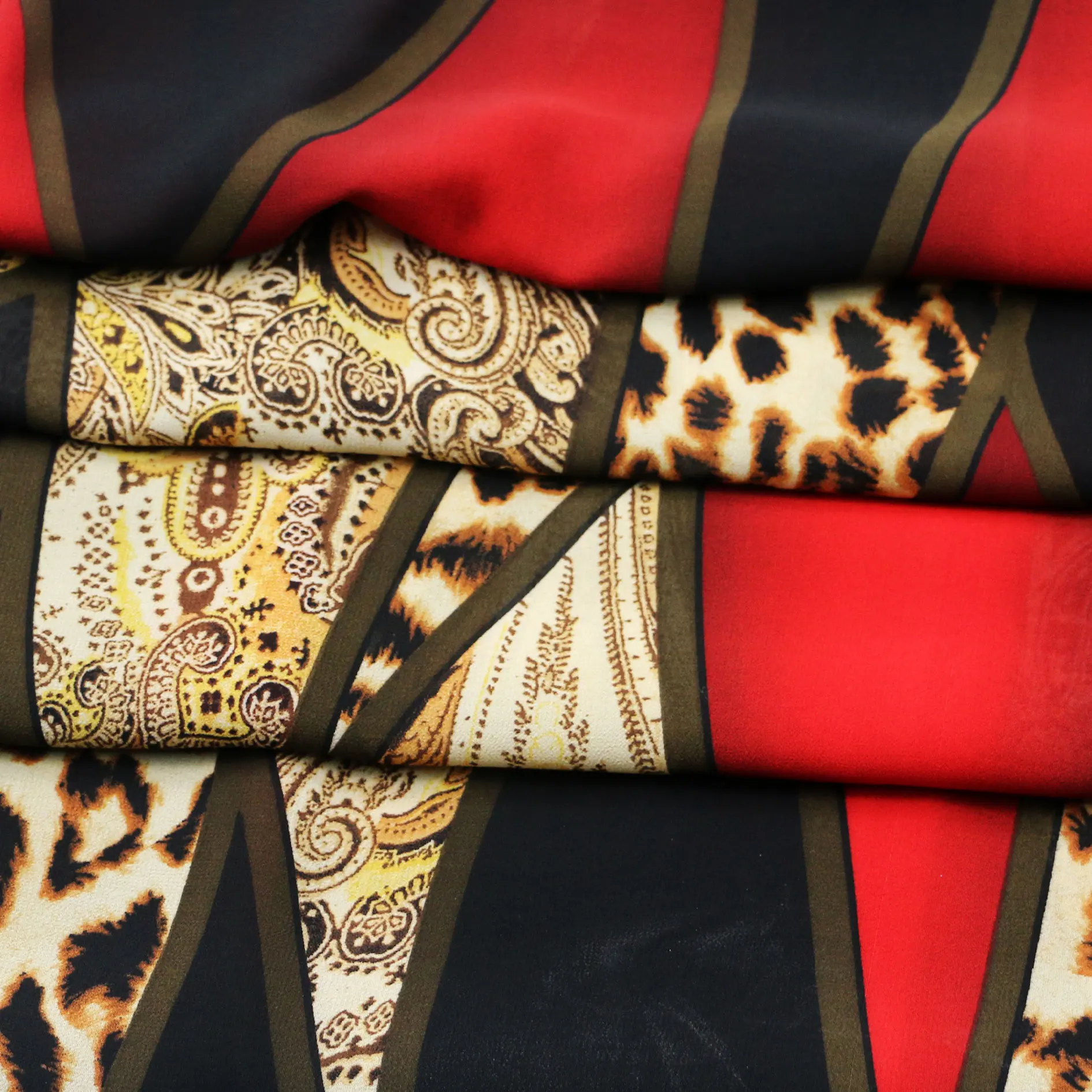 WI-A08 Hot sale leopard pattern 100% polyester georgette chiffon stock printing fabric for abaya