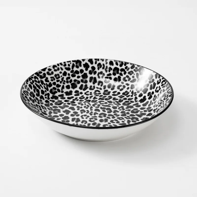 Leopard Ceramic Printed Tableware suit Moonlight Shallow Plate Western Steak Export to Europe and America