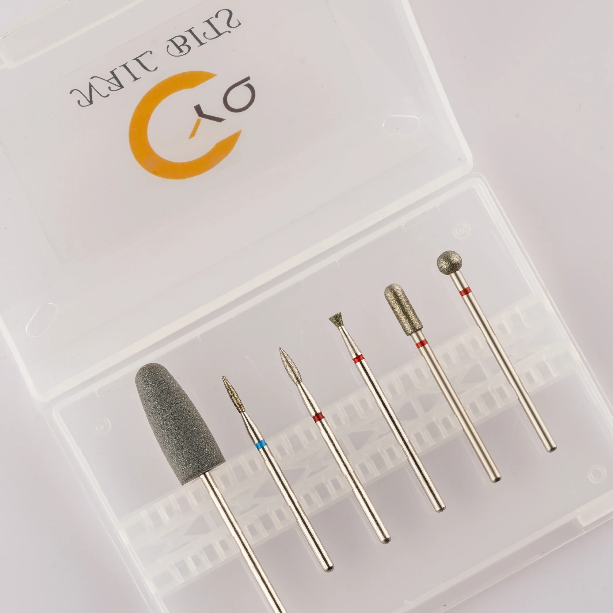 Customized LOGO 6 PCS Manicure Holder Electric Nail Drill Bit Set Kit Cleaner Milling Cutter Diamond Nail Drill Bit Set