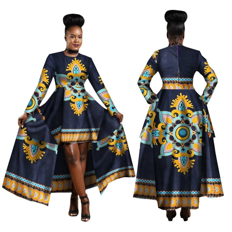 African Dresses for Women Dashiki Wax Print Long Dress for Female Africa Clothing