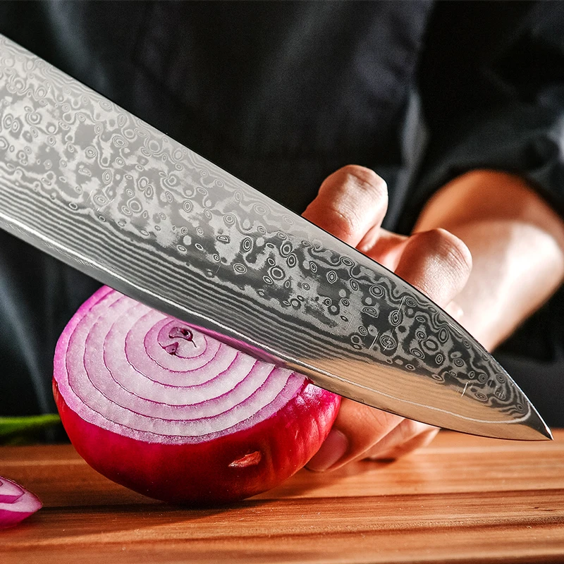 High Quality 9 Inch Damascus Steel Japanese VG10 Kitchen Gyuto Knife Stainless Steel Kitchen Butcher Knife