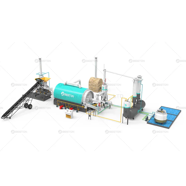 Beston Group 10 Ton Per Day Waste Tyre Plastic Pyrolysis Plant and Refinery
