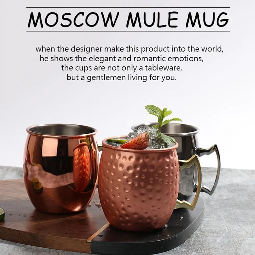 Solid Copper Moscow Mule Mug Premium 100% Pure Copper 16Oz Hammered Barware Cup