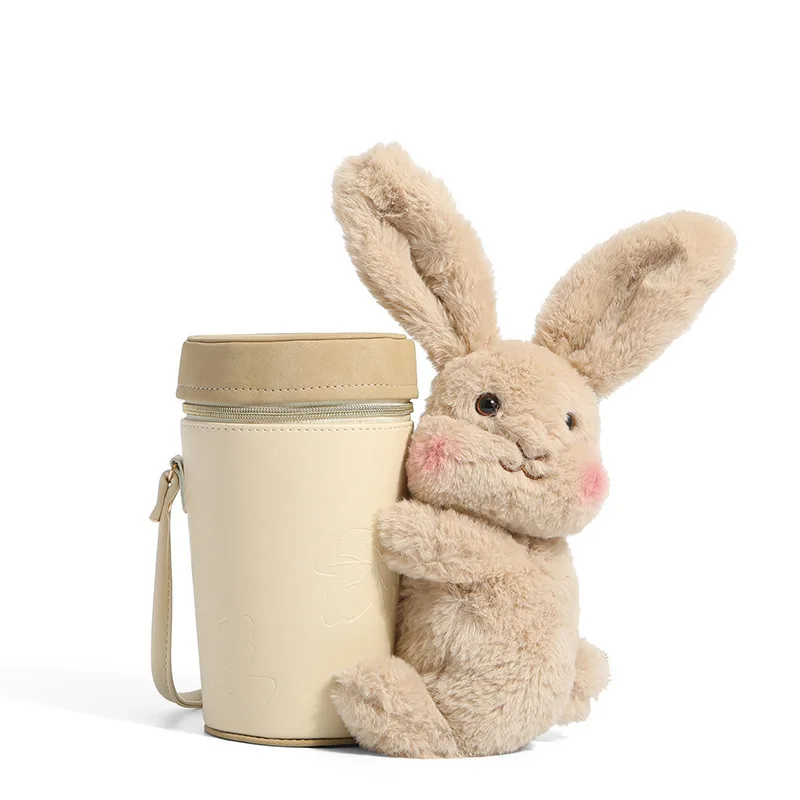 Hot Selling Trending 2022 Fashionable Factory Wholesale Cute Plush Rabbit PU Bottle Crossbody Bag