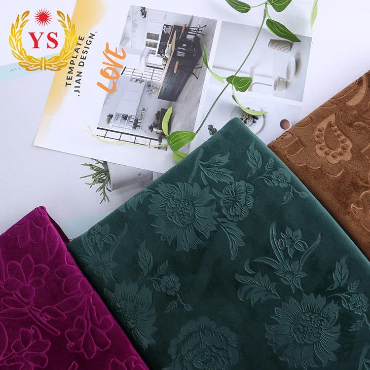 
Top selling wholesale 3d emboss polyester velvet upholstery fabric 