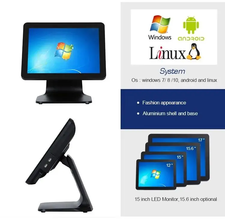 Лидер продаж 15-дюймовый все-в-одном POS-терминал Windows/Android POS-автоматы магазин точка продажи система POS кассовый аппарат для