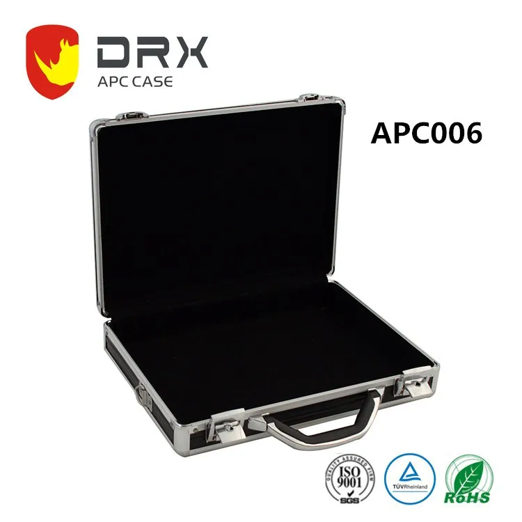 APC006      380*280*80mm     Aluminum Hard Case Foam Black Briefcase Portable Tool Case Aluminum Carrying Case