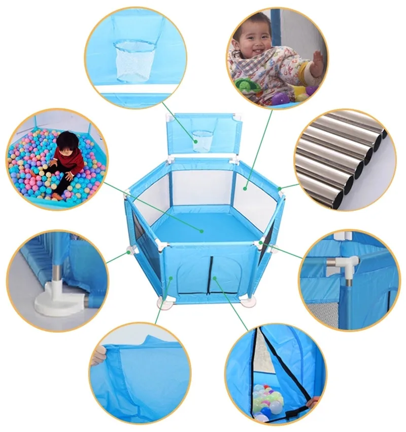 Hot Sell Baby Play Yard Folding Safety Fences Playpen+Wave Toy Ball L0229-1