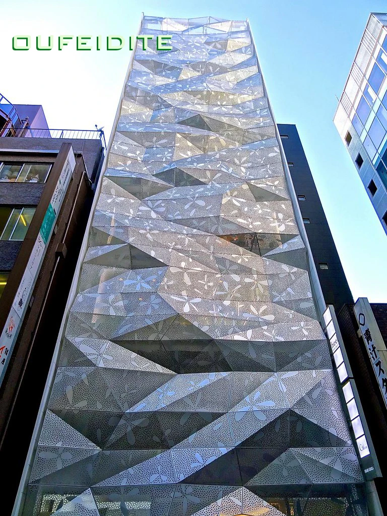 OFDT Laser Cut Aluminum Solid Panel Wall Cladding Facade Decorative Exterior Perforated Metal Wall Panel