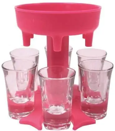 Drinking Games New arrival 6 Shot Glass Dispenser and holder sets for filling up 6 shot glasses at the one time