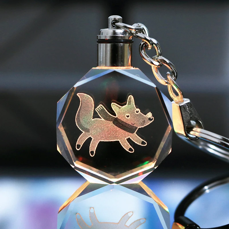 Wholesale K9 Laser Engraving Led Light photo Key chain Crystal llaveros Custom 3D Acrylic Logo Crystal Keychains