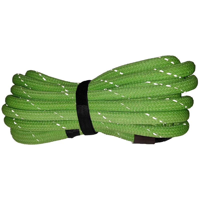 25mm 9m Reflective Kinetic Recovery Tow Rope Heavy Duty Nylon Double Braided with Soft Shackle