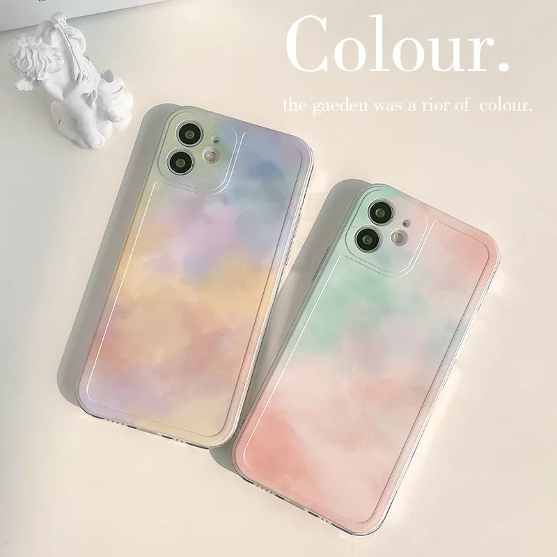 Cloud gradient color Painting Style cellphone case tpu Phone Cover for iphone 14 plus 14 pro max 13 pro 12 mini