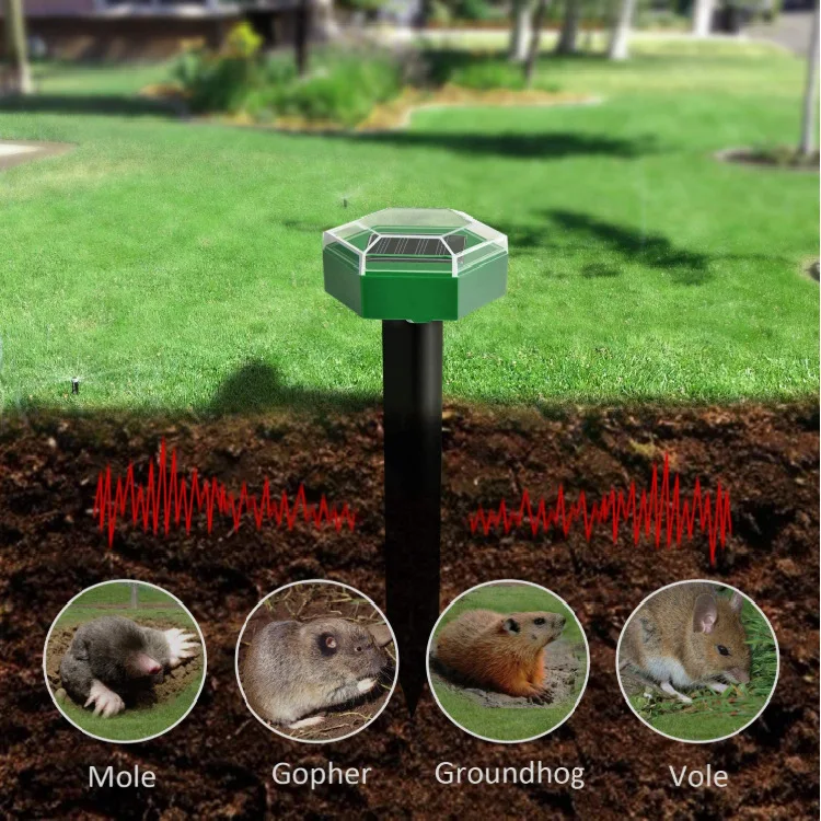 SMR03 Solar Mole Repellent Stakes Solar Powered Snake Gopher Deterrent Spikes Waterproof Solar Rodent Voles Gopher Repeller