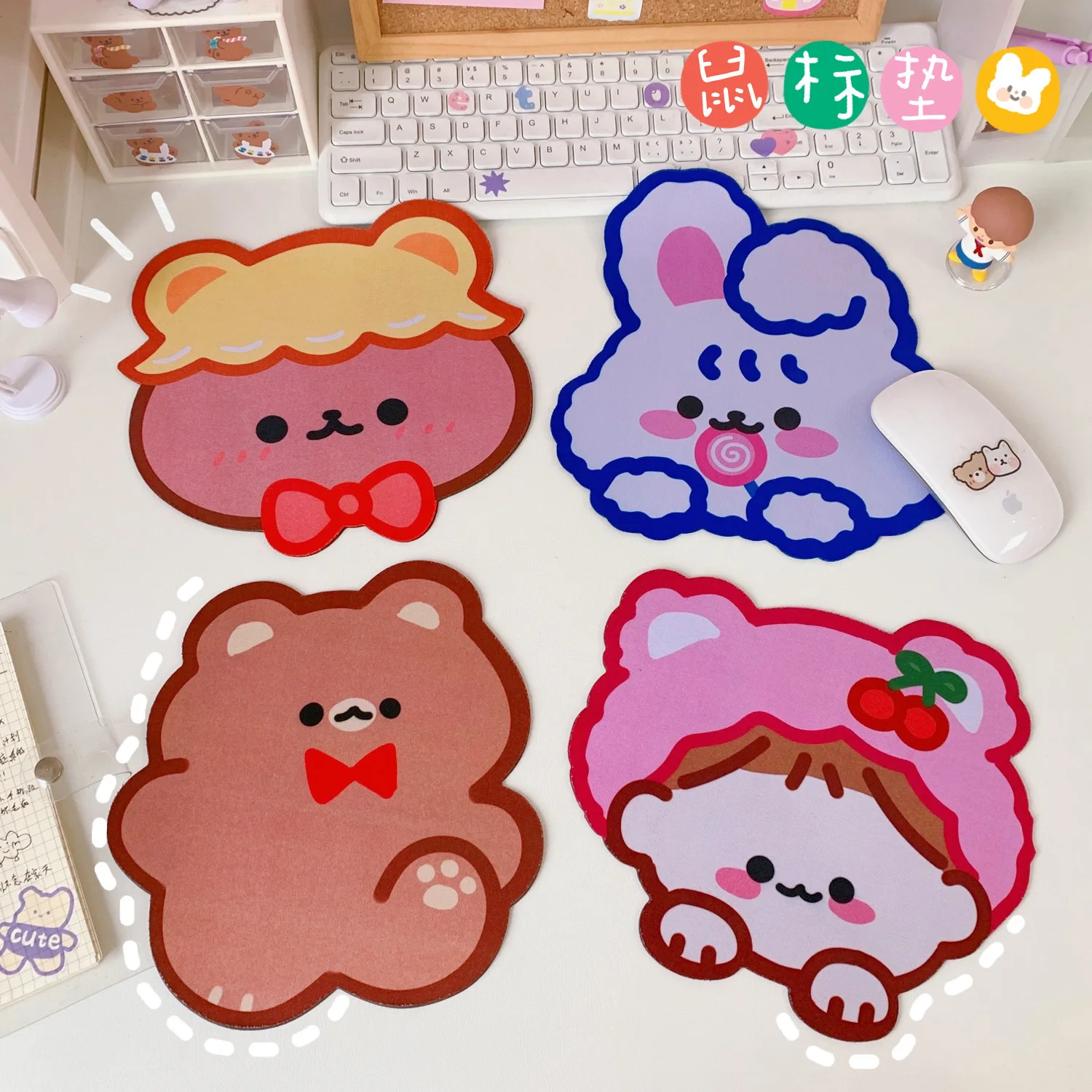 INS Kawaii милый кролик Подгонянные логос резиновый коврик для мыши с медведем из мультфильма мышки